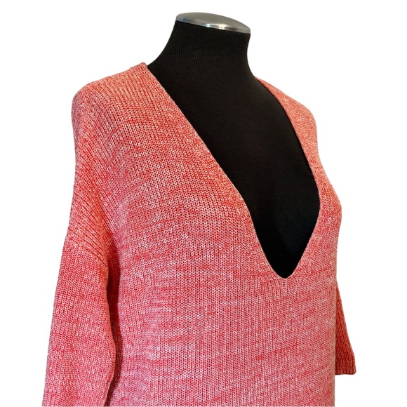 Express - Coral Oversized V-Nek Dolman Sleeve Cotton Sweater – Small - Picture 4 of 10